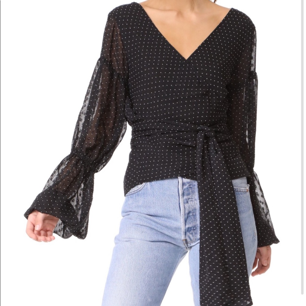 Club Monaco Polka Dot Wrap Top
